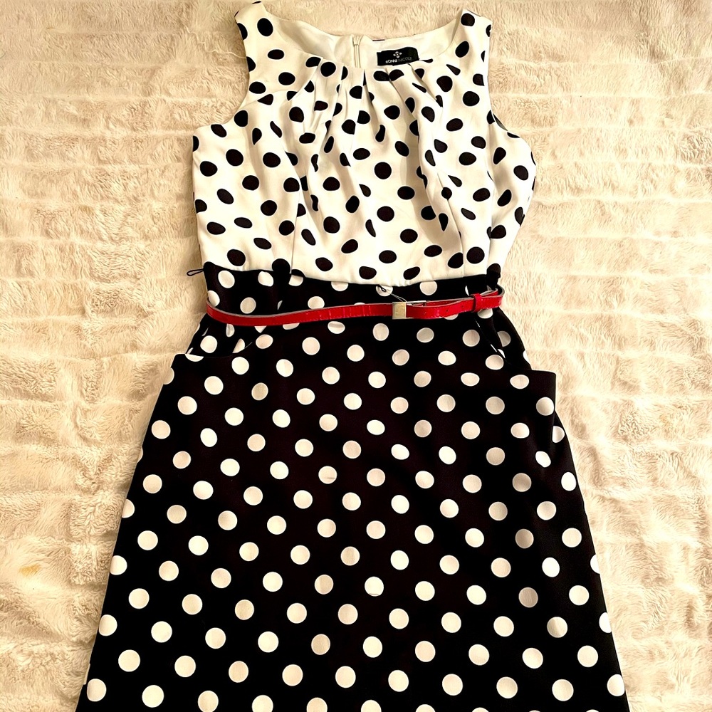 Ronni Nicole Sleeveless Polka Dot Midi Dress